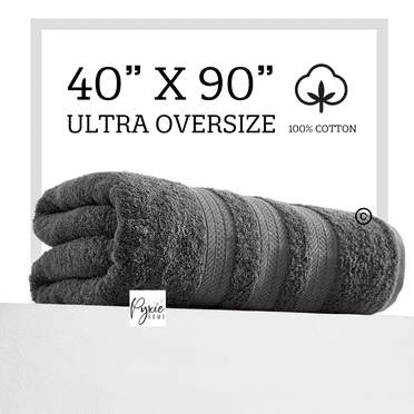 Extra Large Bath Towel - Oversized Ultra Bath Sheet - 100% Cotton - CHARCOAL COLOR
