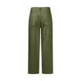 thumbnail image 5 of Yuhangmm Women's Pants Summer High Waist Straight Leg Button Wide Leg Pants For Casual Comfortable Trousers Green S, 5 of 5