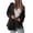 Black, variant on Womens Soft Polar Fleece Jacket Casual Button Down Lapel Blouse Jackets Solid Color Long Sleeve Shirts Coat with Pockets Lighten Sales of the Day Navy M