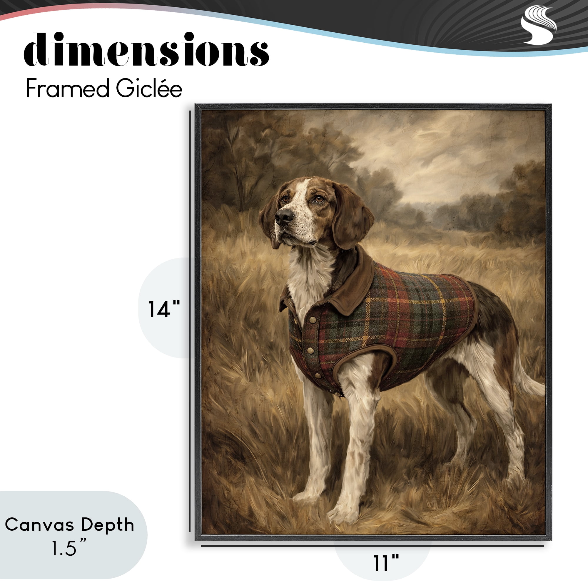 Stupell Industries Hunting Days Plaid Jacket Hound Black Framed Giclee Art, design by Kim Allen