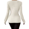 thumbnail image 4 of Domzest Womens Slim Fit Sweater Deep V Neck Twist Front Sexy Pullover Sweaters Long Sleeve Ribbed Knit Casual Jumper Tops White M, 4 of 4