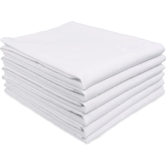 MALLOWEX White Flour Sack Dish Towels Set of 6, 28x28 in - Large Soft Ring Spun Cotton Tea Towels & Multi-Use , Embroidery, Baking