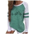 thumbnail image 2 of Uoodti Women's Long Sleeve Striped Shirts Color Block Crewneck Tops Baseball T-Shirt athletic shirts women Casua Loose Fit Outwear, 2 of 3