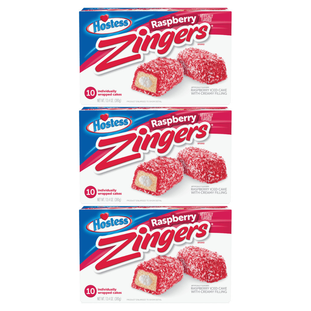 The Snack Store Bundle Hostess Zingers Raspberry, 13.4 oz, 3 Boxes of 10 Count, 30 Total Zingers!