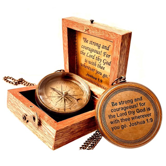 Caja de madera Compass ALADEAN God My Lord, regalo religioso