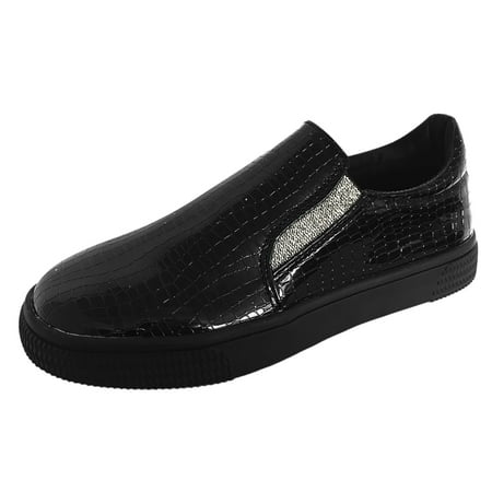 

ZHAGHMIN Casual Shoes Women Flat Leather Shoes Slip On Solid Black Leather Casual Shoes Pattern Flat Round Head Women Shoes Women S Wedge Sneaker Sneaker Boots For Women Sneaker Socks For Women Snea