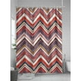 thumbnail image 5 of Shower Curtains for Bathroom-72"x72", Nordic Wave Chevron Twill Lines Waterproof Bath Curtain Grommet Shower Curtain Set with Hooks, Retro Geometric Colorful Stripes Washable Bath Accessories, 5 of 6