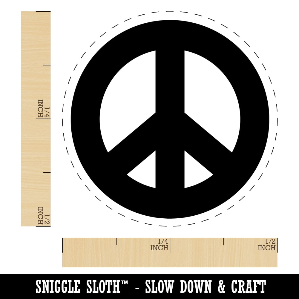 Peace Symbol Bold Self-Inking Rubber Stamp Ink Stamper - Blue Ink - Mini 1/2 Inch