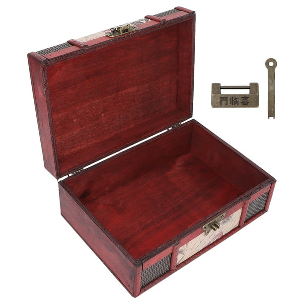 Caja de Almacenamiento de Madera Vintage Caja del Tesoro Organizador de Joyas de Madera con Cerradura para Baratijas Regalos Decoración del Hogar para Accesorios Objetos de Valor ANGGREK Otros