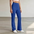 thumbnail image 4 of Womens High Waisted Yoga Pants Straight Leg Leggings Petite Regular, Side Pockets, Slim Fit, Solid Color, Women's Yoga Legging, Bell Bottom,Work Lounge Daily, 4 of 7