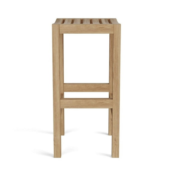 Anderson Teak Montego Contemporary Teak Backless Bar Chair in Natural
