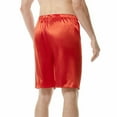 thumbnail image 2 of SWSMCLT Men's Satin Pajama Shorts Sleepwear Knee Length Silk Sleeping Shorts Soft Summer Lightweight Elastic Waist Cool Red 38, 2 of 4