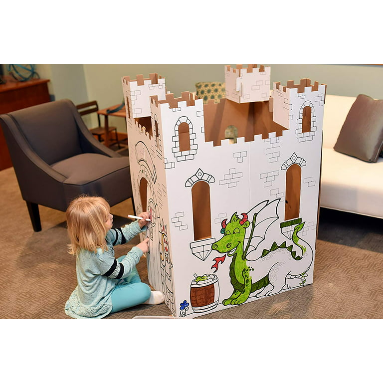  Easy Playhouse Police and Fire Station - Kids Art & Craft for  Indoor & Outdoor Fun – Decorate & Personalize The Cardboard Fort, 32 X 26.  5 X 40. 5 