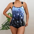 thumbnail image 2 of Qingpeng Plus Size Womens Two Piece Tankini Swimsuit Set Fashion Print Color Block Flowy Ruffle Tops with Triangle Shorts Swimwear, 2 of 6