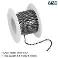thumbnail image 2 of Uxcell 1 Roll Crystal Rhinestone Chain Sew on Metal Close Claw Chain Trim for DIY Black 3mm, 2 of 7