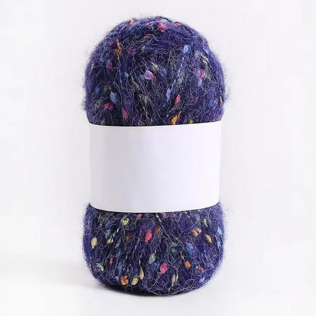Zhuge Rollo de 50 g de hilos de mohair con puntos de colores, hilo suave para tejer a mano, crochet, para bufandas, chales y manualidades, morado oscuro