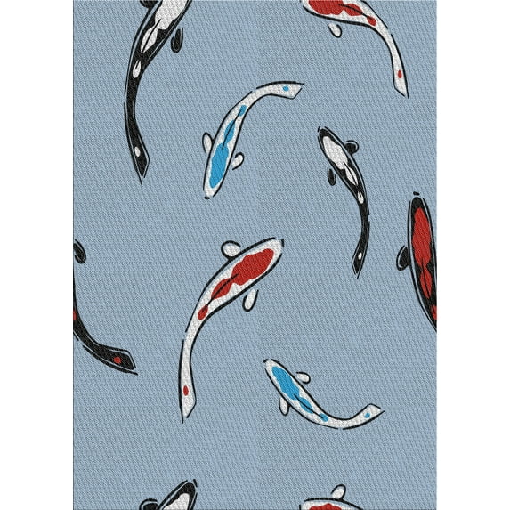 Ahgly Company Machine Washable Indoor Rectangle Transitional Azure Blue Area Rugs, 7' x 9'