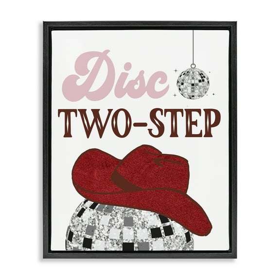 Stupell Industries Disco Two-Step Phrase Text & Numbers Painting Black Floater Framed Canvas Art Print Wall Art, 17 x 21