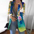 thumbnail image 2 of Blazer Décontracté pour Femmes Col en V Veste de Loisirs Imprimée Mode Costume Mi-Long Blouse Boutonnée Cardigan Ajusté, 2 of 7