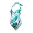 thumbnail image 4 of Maternity Swimsuit One Piece Suspender Leaf Print Pregnancy One Piece Swimwear Bathing Suits For Women Plus Size, 4 of 9
