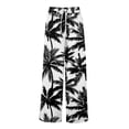 thumbnail image 4 of LWavelet Women's Drawstring Waist Palm Tree Print Wide Leg Pants with Split Detail for Beach & Vacation Wear White 2XL, 4 of 8