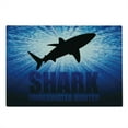 thumbnail image 2 of Shark Cutting Board, Underwater Hunter Phrase Fish Silhouette in the Ocean Danger in Marine Picture, Decorative Tempered Glass Cutting and Serving Board, Large Size, Royal Blue Black, by Ambesonne, 2 of 5
