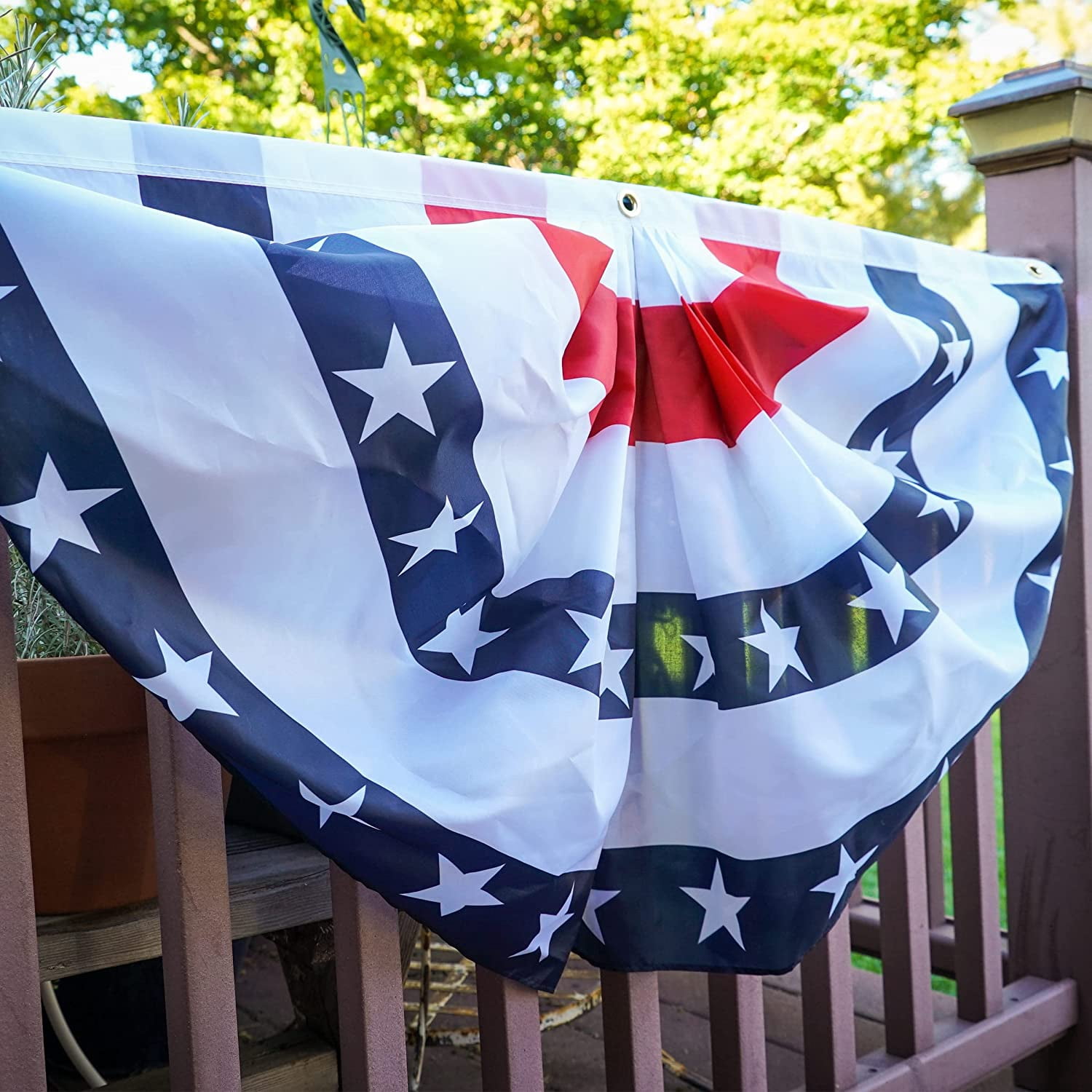 In the Breeze Blue Stripe Printed Bunting, 2 x 4, Fourth of July Décor, 3711