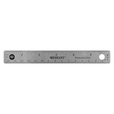 Westcott Ruler  6” Stainless Steel 12-Count