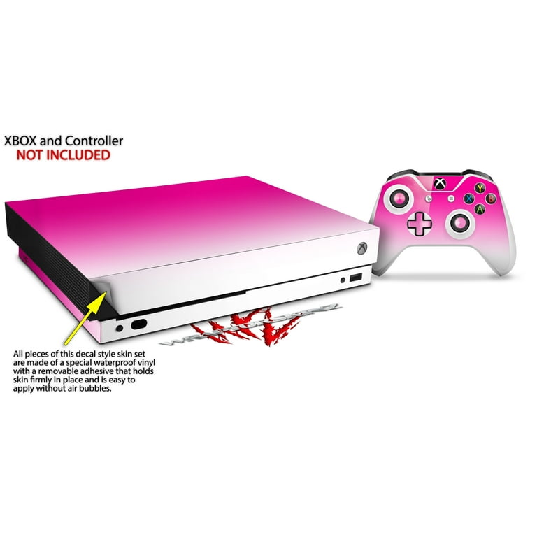 Skin Wrap for XBOX One X Console and Controller Smooth Fades White Hot Pink