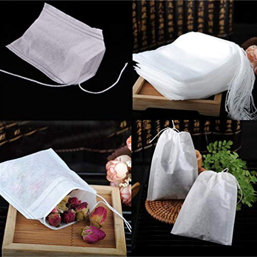 WTSHOP 200PCS Tea Filter Bags，Disposable Tea Infuser Drawstring Empty Bag for Loose Leaf Tea（3.15 x 3.94 inch） Safe & Natural Material 