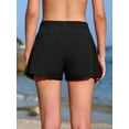 thumbnail image 5 of 3"Swim Shorts for Women Side Pleated Bathing Bottoms High Waisted 2-In-1 Tankini Swimming Trunks with Pockets, 5 of 6