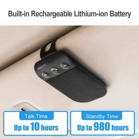 Sunitec Bluetooth 5.0 in Car Speakerphone with Visor Clip, Wireless Car Kit for Handsfree Talking, Motion Auto on off - BC936