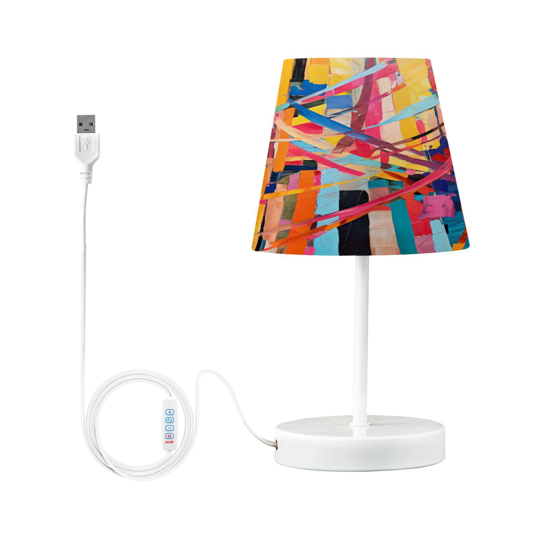 Abstract Line Oil Painting Desk Lamp LED Table Nightstand Lamps with 3 Color Temperatures for Home Bedroom Living Room Decor 8x12