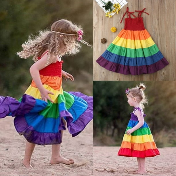 Rainbow Dress, Rainbow Birthday Dress, Girls Rainbow Dress