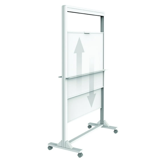 Quartet Dual-Track Magnetic Easel, 40" x 68", Mobile Whiteboard, Aluminum Frame