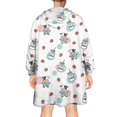 thumbnail image 2 of Wearable Oversized Blanket,White Cow Strawberry Milk Jar Pattern Wearable Blanket Hoodie for Adults,Cozy Hooded Blankets with Super Pockets,Super Warm Fuzzy Pullover for Women & Men, 2 of 6