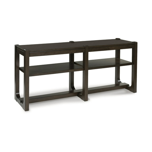 Signature Design by Ashley Breckington Console Table - Modern Sofa Table with Adjustable Shelves, Dark Brown