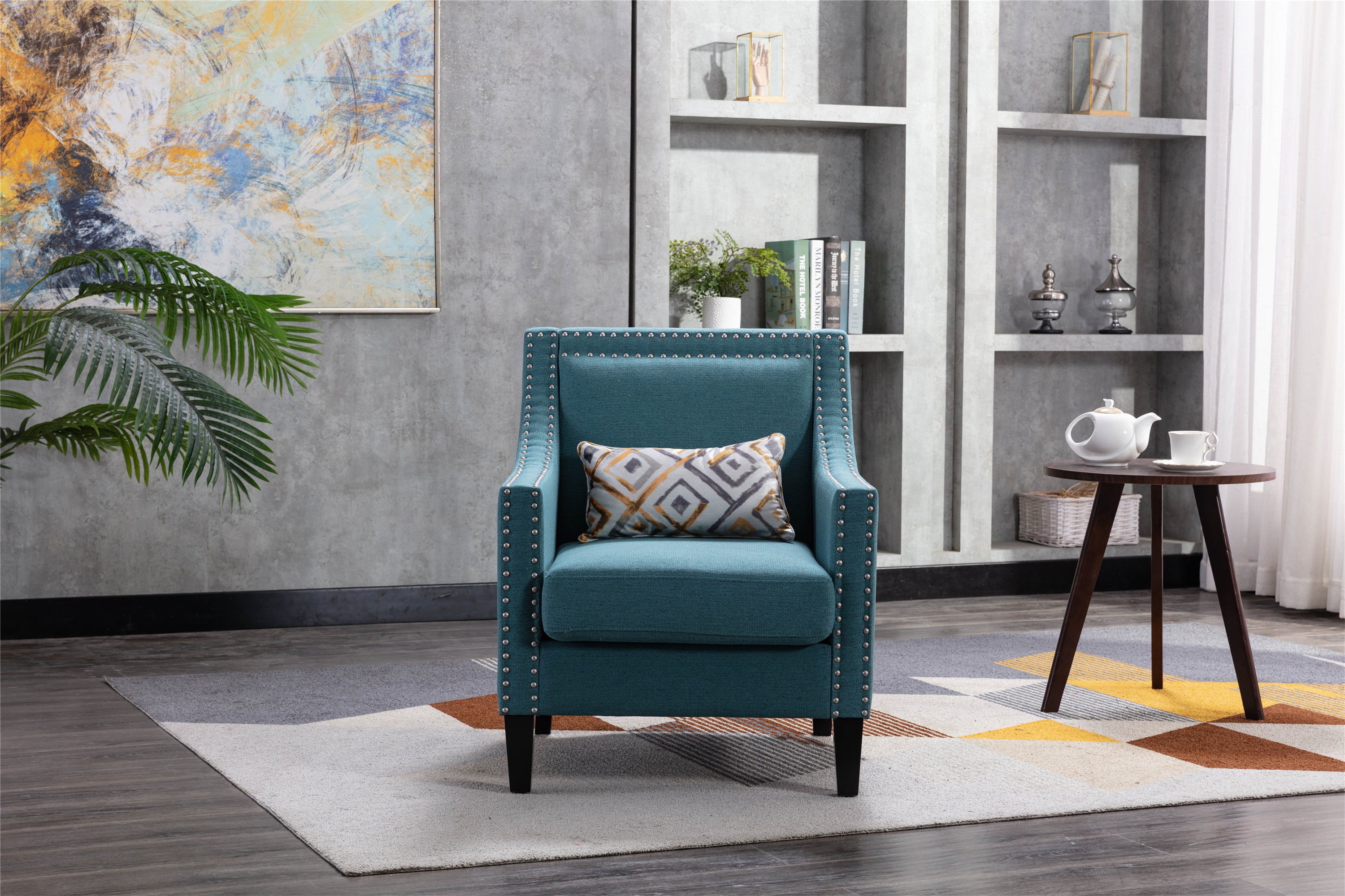 Upholstered Fabric Accent Armchair,Modern Fabric Lounge ...