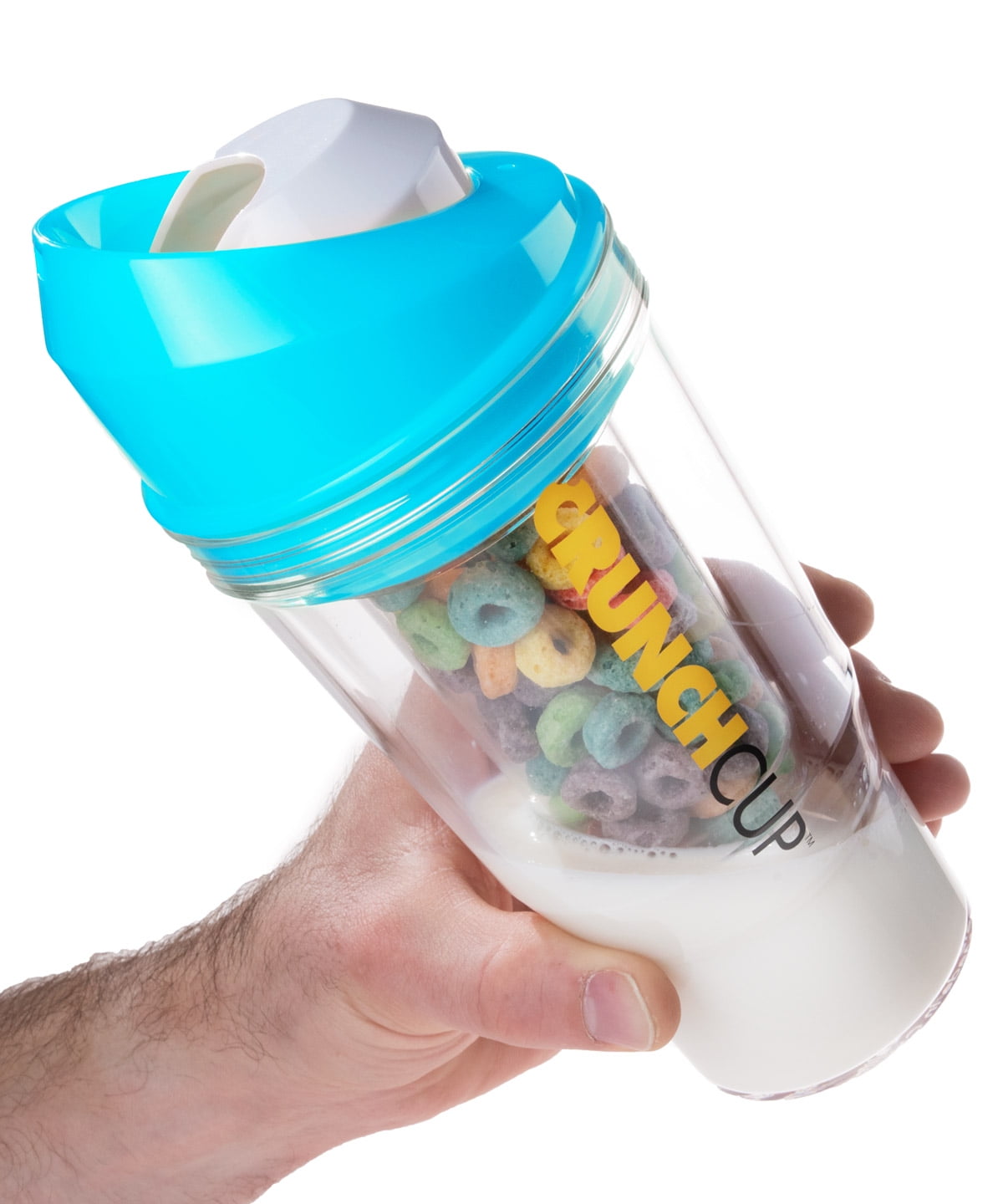 The CrunchCup - Portable Cereal Cup for Milk 364ml and Keep Cereal Crunchy  1.6 Cups - Yellow