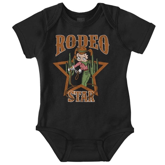 Betty Boop Cowgirl Rodeo Star Cartoon Bodysuit Jumper Girls Infant Baby Brisco Brands NB