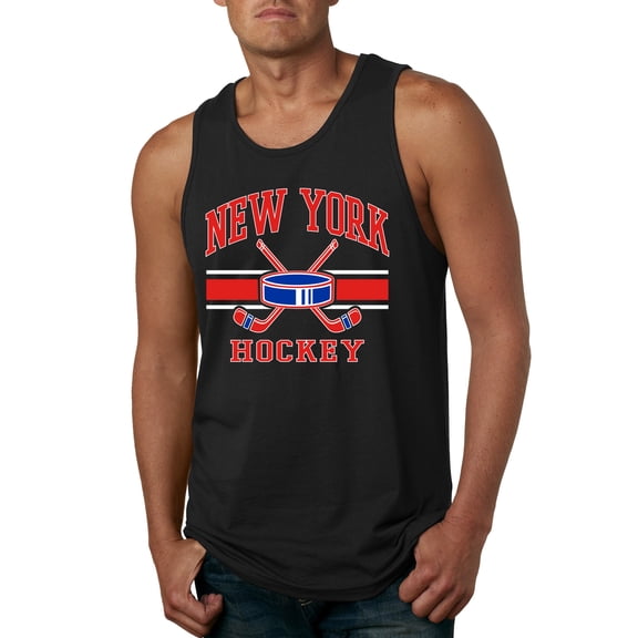 Wild Bobby City of New York NY Hockey Fantasy Fan Sports Men's Tank Top, Black, Small
