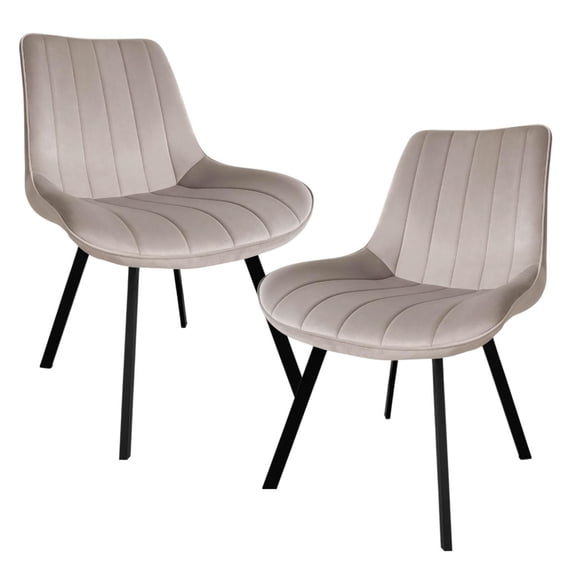 Set 2 Sillas Comedor Velvet Tapizada Terciopelo Sala Eames beige Grande