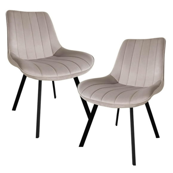 Set 2 Sillas Comedor Velvet Tapizada Terciopelo Sala Eames beige Grande