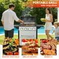 thumbnail image 5 of 4 Burner Stainless Steel Propane Gas Grill, Barbecue Gas Grill with Side Table and Thermometer, 34000BTU Outdoor BBQ Camping Grill, 5 of 7