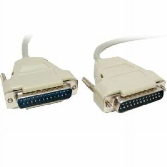 Micro Connectors A02-113 25 ft. Serial RS-232 DB25 Male to Male Cable, Beige