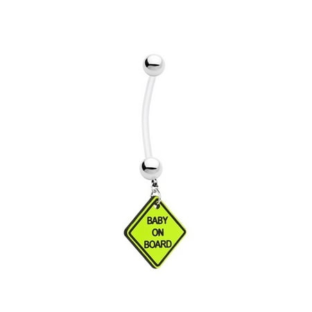 Devil Dangle Belly Ring - Baby on Board' Maternity Belly Ring - 14ga Dangle Flexible Pregnancy Belly Ring