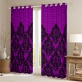 thumbnail image 2 of Manfei Retro Damask Print Curtains Pack of 2 (42x84 Each),Gothic Moth Curtains Blackout,Purple bohemian Flowers Bedroom Curtains For Men Women,Ultra Soft Home Decor, 2 of 6