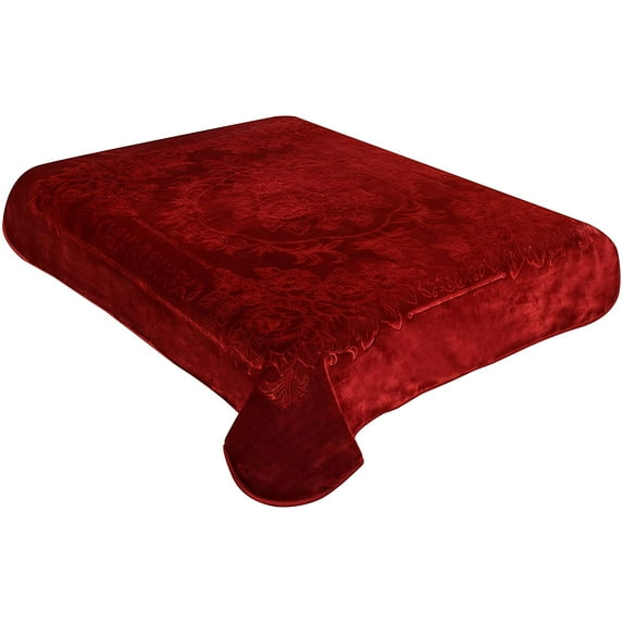 Townhouse Super Soft Floral Embossing Weighted Blankets Beautiful Solid Design Warm Heavy Blanket, 1 ply Jumbo Size (Burgundy)
