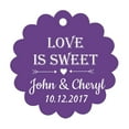 thumbnail image 1 of 100 PCS Love is Sweet Personalized Scallop Edge Wedding Favor Gift Paper Tags Custom Made Hang Tags, 1 of 1