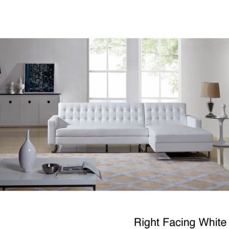 Dorris Contemporary On Tufted Faux, Modern White Faux Leather Sectional Sofa